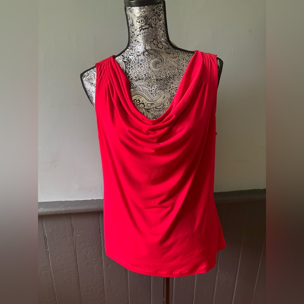Calvin Klein Vibrant Red Drape Neck Tank Top Women’s XL